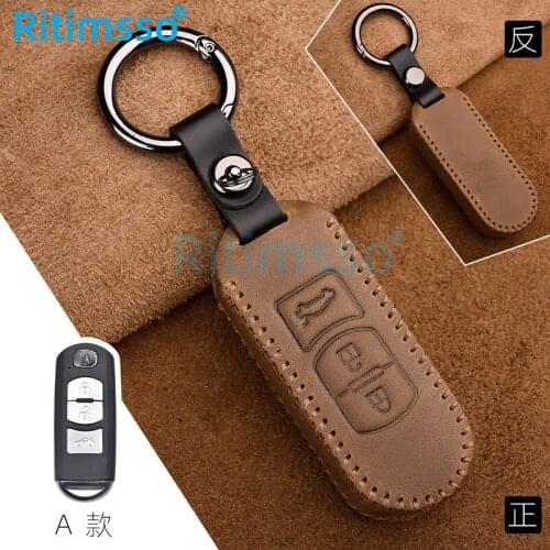 Remote Smart Car Key Case For Mazda 2 CX-5 Axela Atenza CX-7 CX-9 CX-3 CX-4 CX-8 MX5 M2 M3 M5 M6 GT Leather Keychain Cover Bag