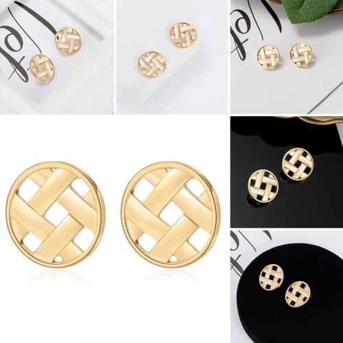 Korean Hollow out Round Drop Earrings for Women Statement Geometric Metal Gold Dangle Earrings 2020 Trend New Fashion Jewelry