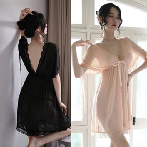 Women Summer Sexy Underwear Sexy Temptation Sleepwear Net Yarn Female European Style Silk Nightdress Girlfriend Gift