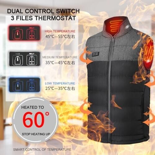 Men winter outdoor Heated Vest USB heating waistcoat male battery Heated Jacket thermal camping hiking clothing