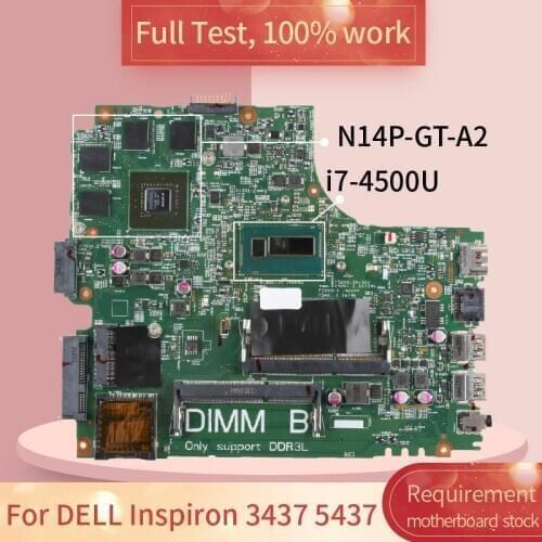 01C6NT For DELL Inspiron 3437 5437 12307-2 01C6NT SR16Z I7-4500U N14P-GT-A2 Notebook motherboard Mainboard full test 100% work
