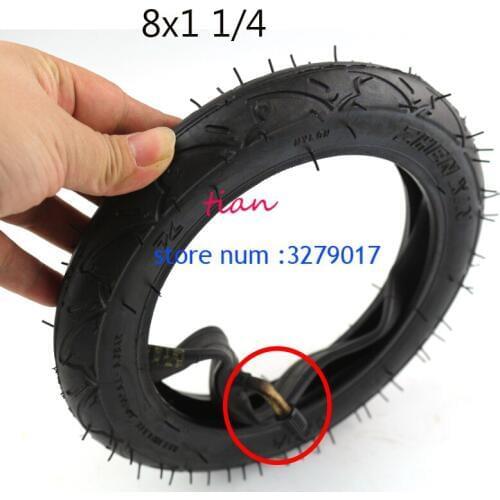 1 pcs 8X1 1/4 Scooter Tire & Inner Tube Set Bent Valve Suits A-Folding Bike Electric / Gas Scooter 8 Inch Tyre
