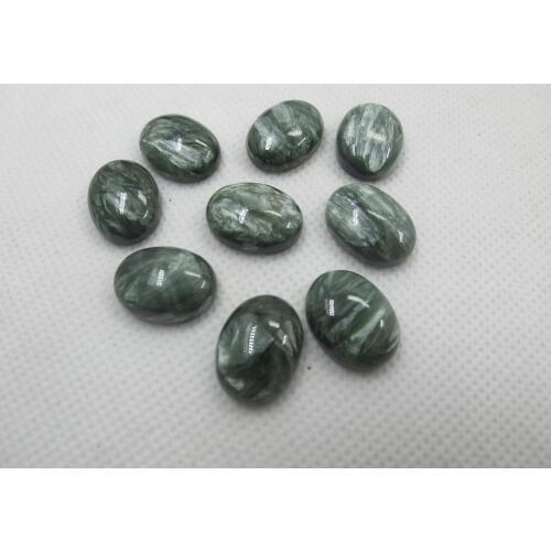 1 pcs Natural Seraphinite Gem Cabochon Bead Jewelry 13x18mm Oval Semi Gem stone Cabochon Ring face