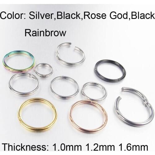 1Piece 14g 18g 16g Rose Gold Titanium Steel Segment Hinged Septum Nose Ring Clicker Piercing Lip Helix Body Jewelry