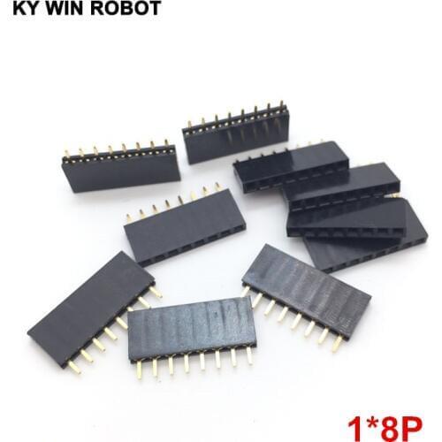 10PCS 1x8 8PIN PCB Socket Single Row Straight Female Pin Header Connector 2.54MM Pin Header Strip 1*8P