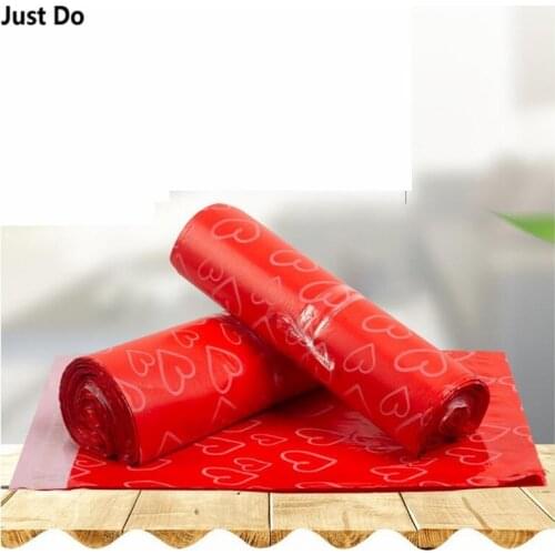 100pcs 25*35cm red plastic shipping bag red courier bag self seal plastic storage mailing envelope bags