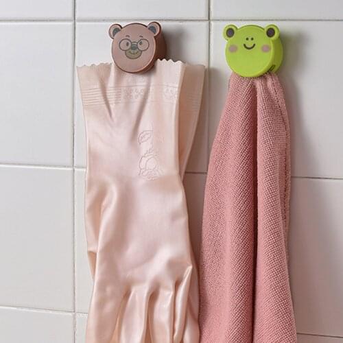 4PCS Cartoon ABS Adhesive Hooks Bathroom Wall Clothes Hanger Key Hook Towel Rack Sticker Wall Door Holder Home Decor graceful