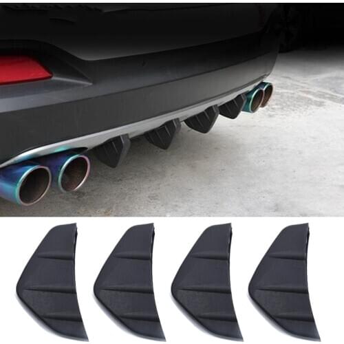 4PCS Universal Car Rear Bumper Lip Spoiler Diffuser Shark Fin Shape Splitter Scratch Protector Car Accessories Car-Styling