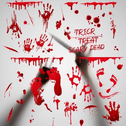 9Pcs/set Horrible Halloween DIY Footprint Blood Wall Stickers Removable Window Door Floor Decal Halloween Party Home Decoration