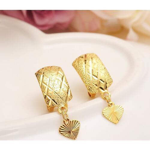 Africa Earrings for Women Gold heart pendant Earrings Ethiopian Fashion Jewelry,Indonesia,Nigeria,Congo,arab girls kids gift
