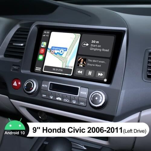 Car Radio Central Multimedia Player 9" Touch Screen Android10 For Honda Civic 2006-2011 Bluetooth Stereo Steering Wheel Control