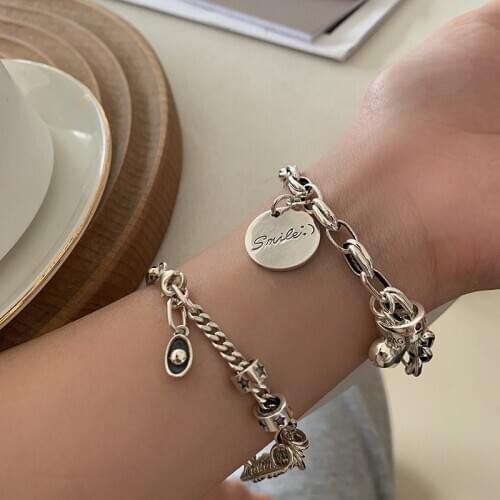 XIYANIKE Vintage Distressed Love Heart Bracelet Female Unique Design Smile Round Brand Retro Simple High Quality Jewelry Gift