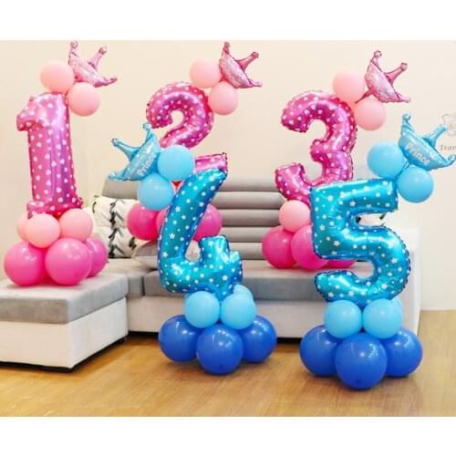 Digital Balloon Number Foil Blue Pink Super big Balloons Boy Girl Birthday Wedding Christmas Festival Ball Party Decoration