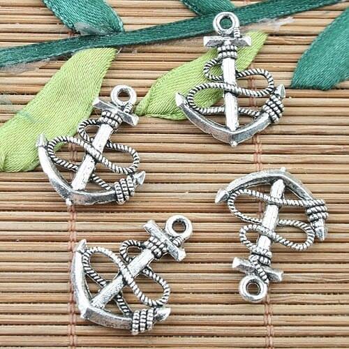 Tibetan Silver color anchor design charms 30pcs EF0058