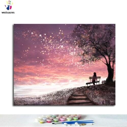 Digital oil painting art oil painting digital Diy animation starry sky handmade coloring decorative painting oil painting
