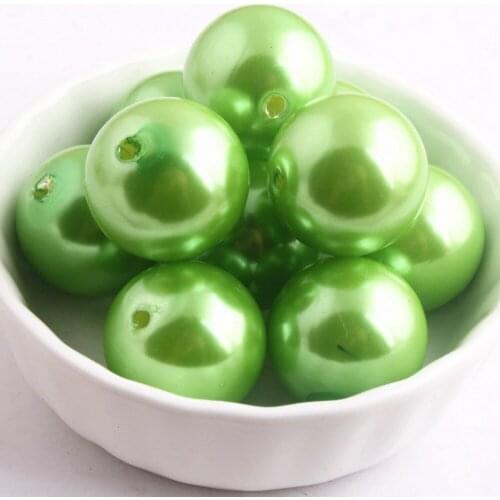 Kwoi vita Fashion light green color 20mm Chunky Beads 100pcs/lot A75 acrylic Imitation pearl beads for Chunky Beads Jewelry