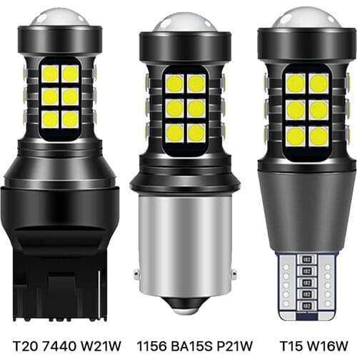 2Pcs 1156 P21W BA15S 7440 W21W High Power Auto Bulb White 12V Car Reverse Back Light T15 W16W 3030 Turn Signal Lamp LED Canbus