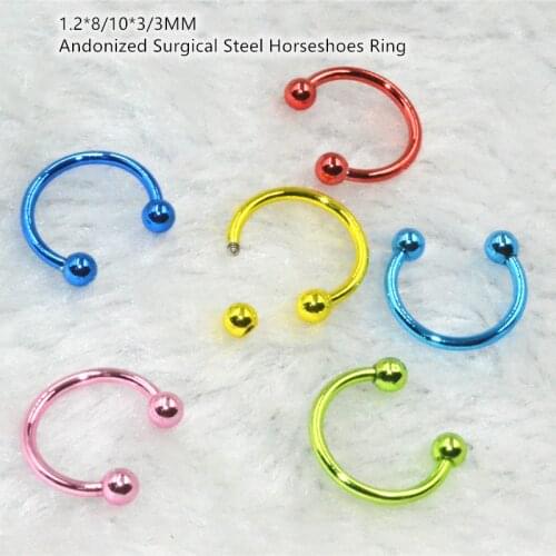 LOT50pcs Body Jewelry - 16g Surgical Steel Ear/Nose/ Lip Labret Bar Lip Piercing CBR Horseshoes Sliver/Black/Gold