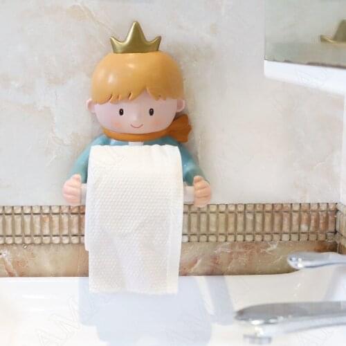 Cartoons Plastic Napkin Holder Punch-free Paper Towel Dispenser Wall Mounted Bathroom Decoration Shelf Home Decoration Ornaments