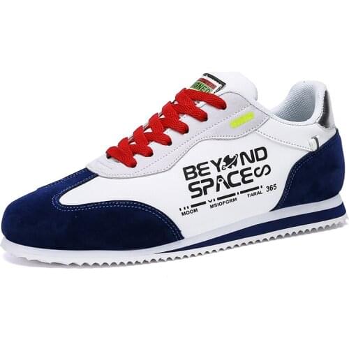 Men Running Shoes 2021 New Fashion Leather Non-Slip Casual Sports Shoes Walking Men Low-Top Comfortable Sneakers White Yellow