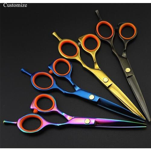 Customize japan 5.5 inch 4 Color cut hair salon scissors set cutting barber makas haircut Thinning shears hairdressing scissors