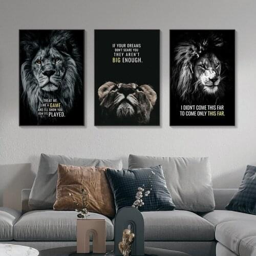 Wild Lion Animal Art Canvas Posters Motivational Quotes Wall Art Prints Painting Wall Picture for Living Room Home Cuadros Decor