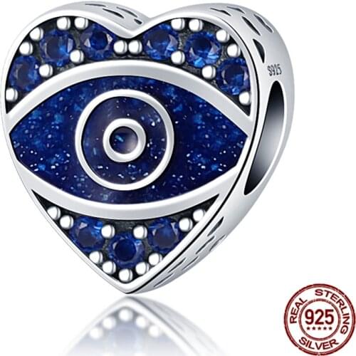 Genuine 925 Sterling Silver Blue love Copper Bell Eye Fit Original 3mm Bracelet&Bangle For Women Birthday Fashion Jewelry Gift