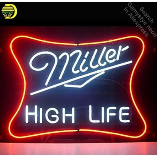 Miller Lite High Life neon Sign Glass Tube neon lights Recreation Coffee Windows Professiona Iconic Sign Advertise Motel Sign