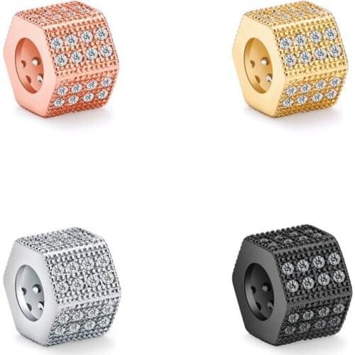 4 Color Charm Cubic Zirconia Hexagon Pillar For Jewelry Making Micro Pave CZ Accessories and Beads Fit DIY Bracelets Jewelry