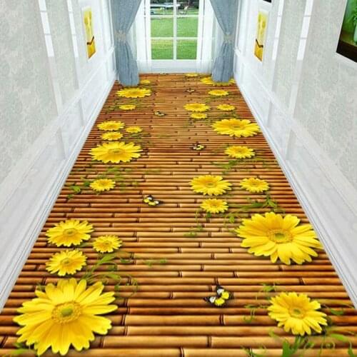 3D Printing Flower Corridor Mat Bedroom Kitchen Rugs Kids Room Decorative Play Mat Area Rug Pastoral Carpets for Living Room