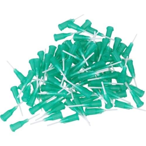 1/2" Plastic&PP Spiral Connector Adhesive Glue Tip Dispensing Needles Pack of 100 18Ga Green