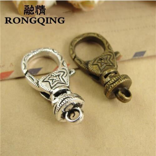RONGQING 20pcs/lot Five-pointed star Decorative Pattern Jewelry Findings 15*30MM Lobster Clasps Hooks For Necklace Bracelet DIY