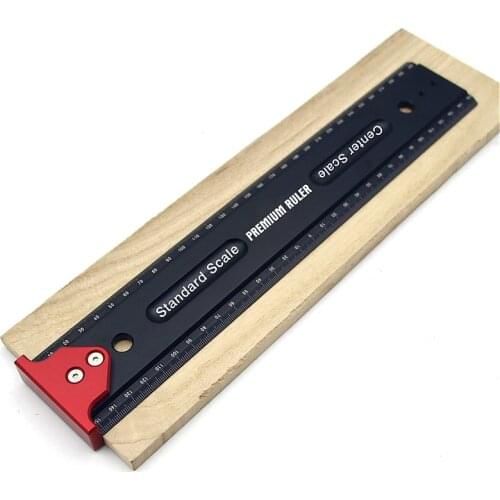 Aluminum Alloy Scribing Ruler W/ Hook Stop Woodworking T-shaped Crossed Line Marking Gauge Precison Measuring Tools