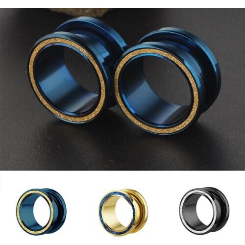 Surgical Steel Ear Flesh Tunnel Plugs Anodized Without Thread Double Flared Hollow Screw Ear Expander Gauge Body Jewelry