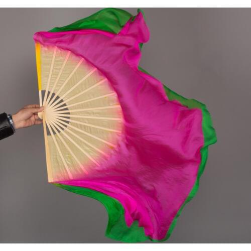 71cm 86cm Extra Long Yangge Fan Veil Double Side Different Color Women Belly Dancing Silk Veil 1 Pair( L+R)
