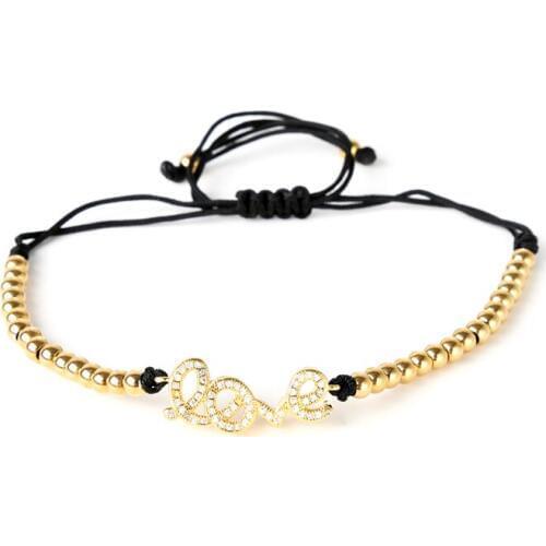 Top Quality Anil Arjandas Braiding Bracelet 5mm Stainless Steel Beads Charm Micro Black CZ Love Connector Macrame Bracelet