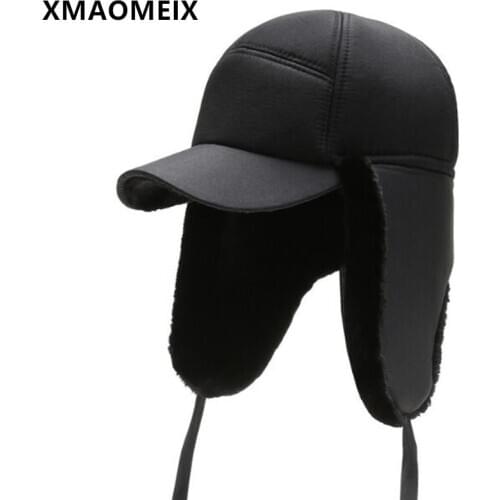 XMAOMEIX Winter Warm Thick Bomber Hats For Men Women Plus Cashmere Ear Protection Windproof Thermal Dad Cap Elderly Winter Hat