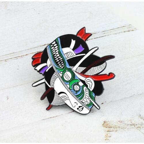 Funny Double-face Alien Art Enamel Brooch Terrorist Alien Mucus Exotic Woman Art Pins Denim Knit Badge Gift for Artists Friends