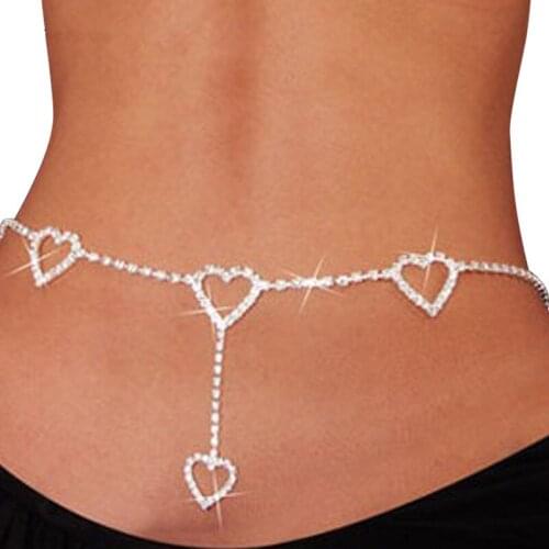 Fashion Rhinestone Heart Waist Chain Belt Jewelry for Women Crystal Belly Body Chain Sexy Crystal Jewelry Party Gift