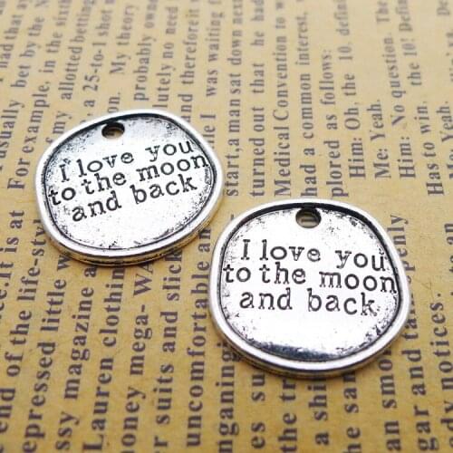 Newest 10Pieces 20*20mm Mixed Alloy Antique Silver Color Alphabet Round Charms Keychain Pendant Accessory For DIY Jewelry Making