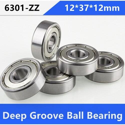 10pcs/lot 6301ZZ 6301Z 6301 Z ZZ Ball bearing 12*37*12mm Double cover Deep Groove Ball bearing 12x37x12mm