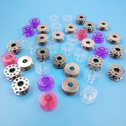 10pcs/lot High Quality Bobbins Spools Plastic Metal Home Sewing Craft Empty Bobbin Spool For Singer Brother Sewing Machine Tools