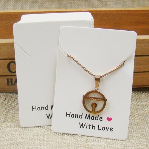 200pcs 5*7cm white /kraft necklace display card handmade with love jewelry package card custom available
