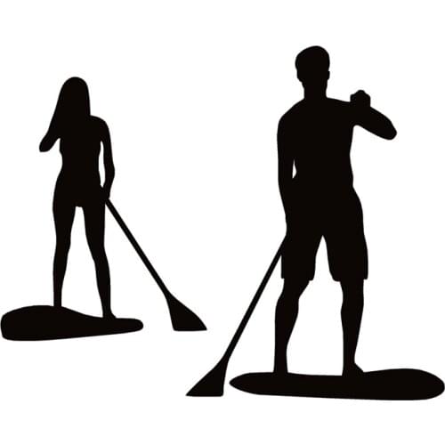 40701# Die-Cut Vinyl Decal Paddle Board Guy and Girl Car Sticker Waterproof Auto Decors on Car Body Bumper Rear Window