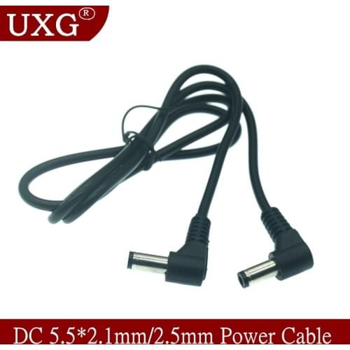 5Pcs DC Power Plug L-shaped 5.5X2.5mm / 5.5*2.5 male 90 Degree Double Elbow Angle Jack with Cord Connector Cable 50cm 1M 1.5M