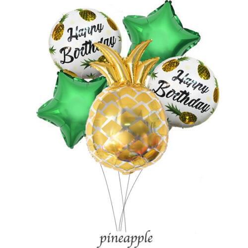5pcs Pineapple Balloon Fruit Theme Party Balloons Happy Birthday Kids Balloon Wedding Decoration Aluminum Foil Balloons Toy PA09