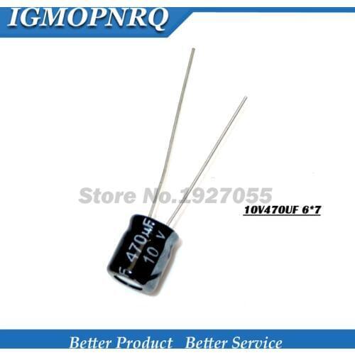 50PCS 10V470UF 6*7mm 470UF 10V 6x7 mm Aluminum Electrolytic Capacitor DIP new