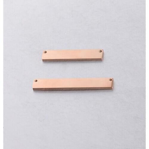 50pc 7*35mm Rose Gold Color Stainless steel Mirror polish Stamping Bar Connector Charm For Necklace DIY Women Handmade Jewelry