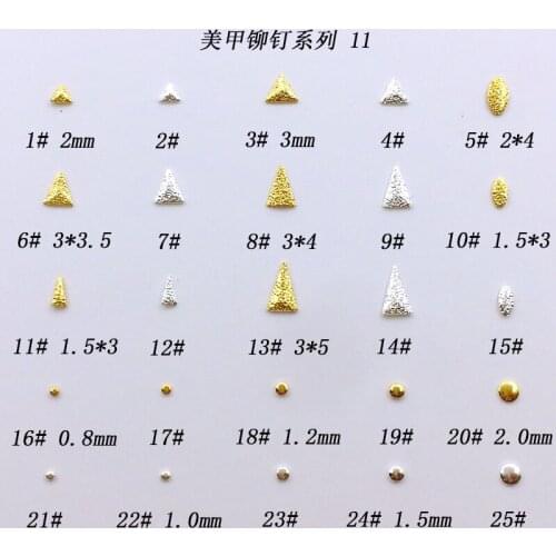 500pcs/bag Japanese 3D Nail Art Decoration Metal Alloy Mini Stud Rivet Kawaii Triangle Circle Nail Parts DIY Nail Supplies