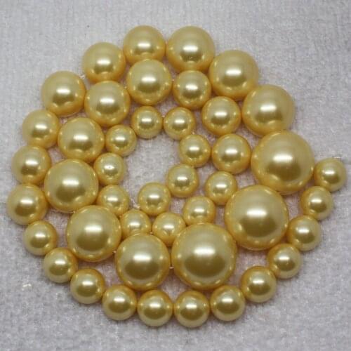 8-16mm Yellow shell Bead mother Pearl gradually Necklace Round DIY Spacer Loose Beads 18"
